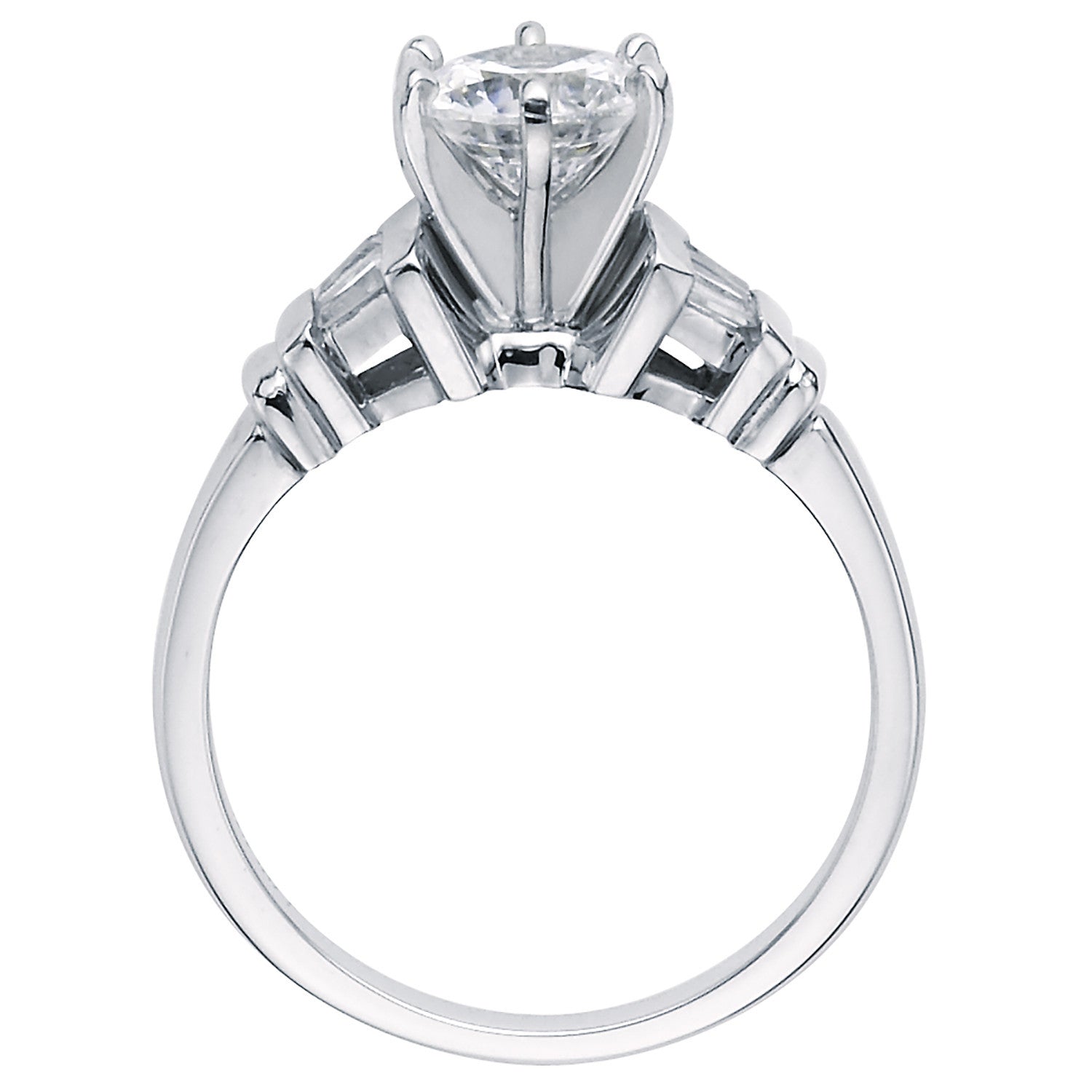 Cubic Zirconia Engagement Ring- The Lucy (Customizable 7-stone with Tapered Baguettes)