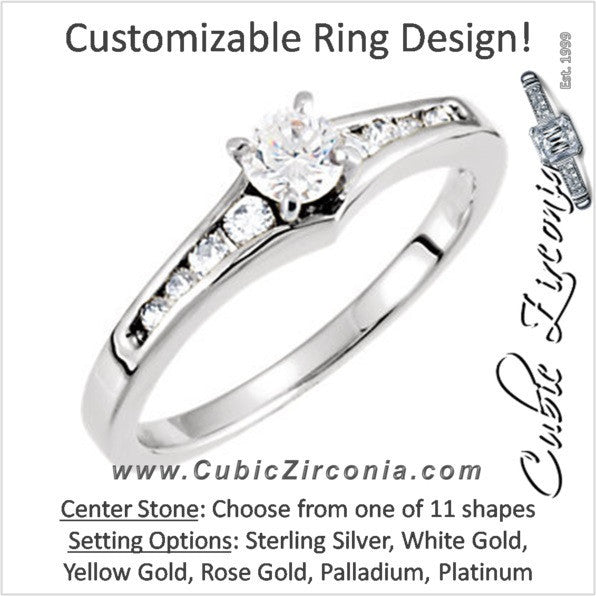 Cubic Zirconia Engagement Ring- The Jana (Customizable 9-stone Round Channel)