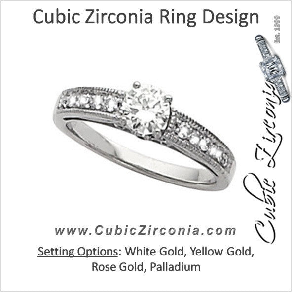 Cubic Zirconia Engagement Ring- The Lindy (0.67 Carat TCW Round-Cut 15-stone)