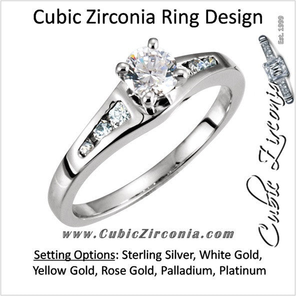 Cubic Zirconia Engagement Ring- The Lena (Customizable 7-stone with Round Channel)