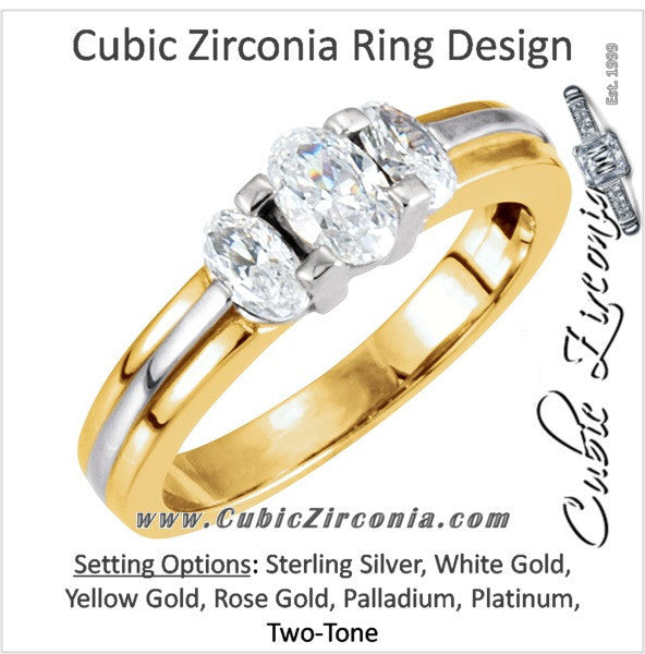 Cubic Zirconia Engagement Ring- The Olivia (0.50-0.75 CT  Triple Oval Cut Setting with Two-Tone Metals)