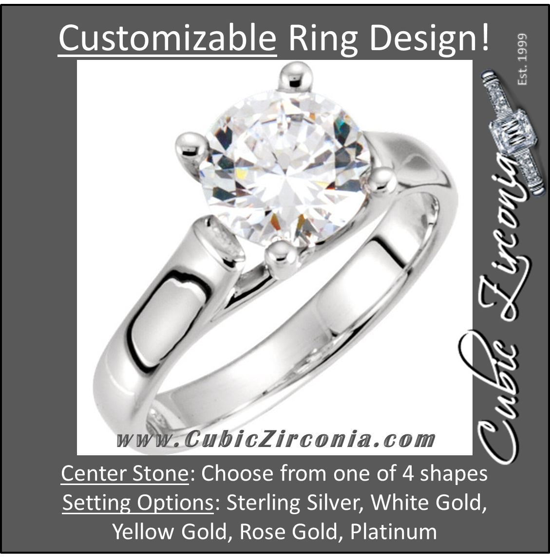 Cubic Zirconia Engagement Ring- The Nell (Solitaire with X Cross Band)