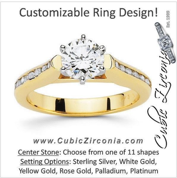 Cubic Zirconia Engagement Ring- The Marsha (Customizable 17-stone with Round Channel)