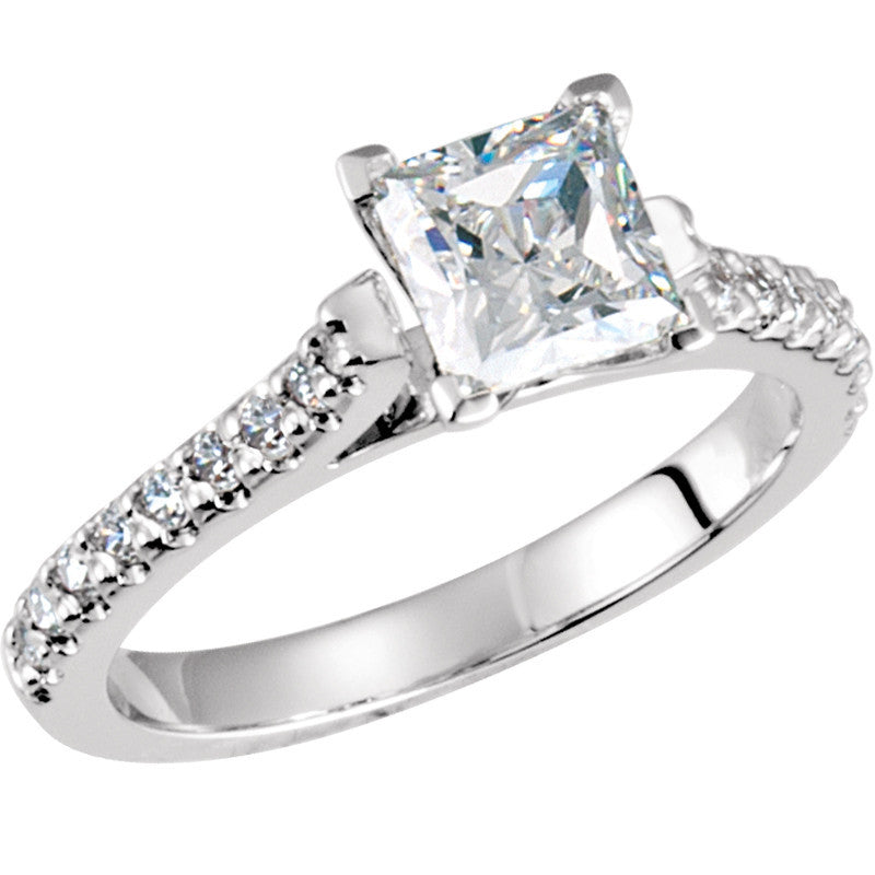 Cubic Zirconia Engagement Ring- The Chandra (Customizable with Faux Round Pavé Band)