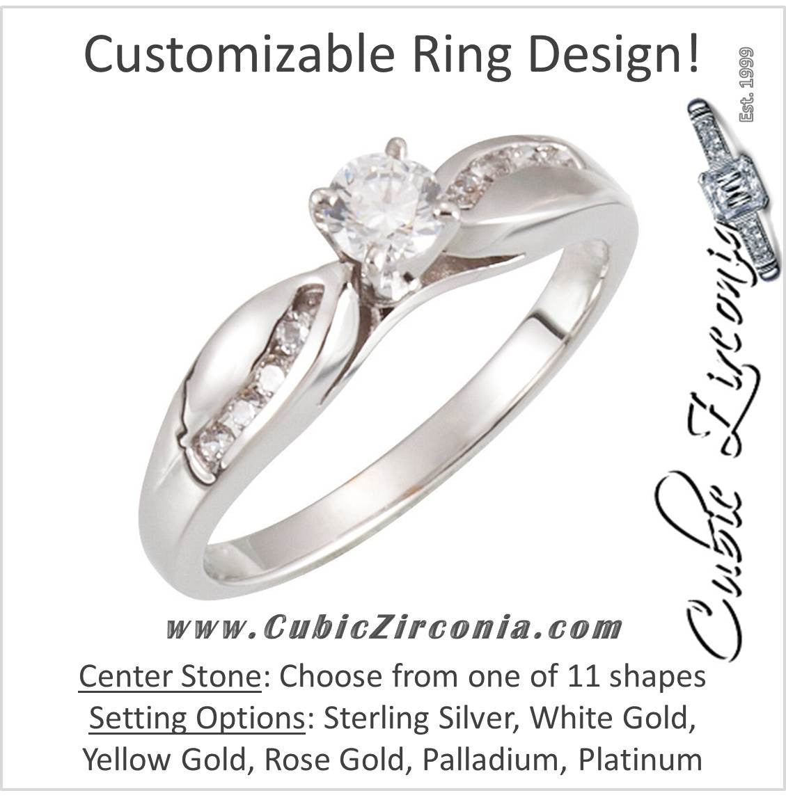 Cubic Zirconia Engagement Ring- The Shayla (Customizable 9-stone Ribbon Channel)
