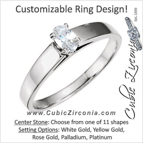 Cubic Zirconia Engagement Ring- The Abby (Customizable Tapered Band Solitaire)