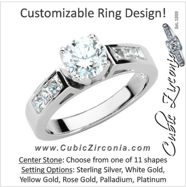 Cubic Zirconia Engagement Ring- The Shameka (Customizable 7-stone Princess Channel)
