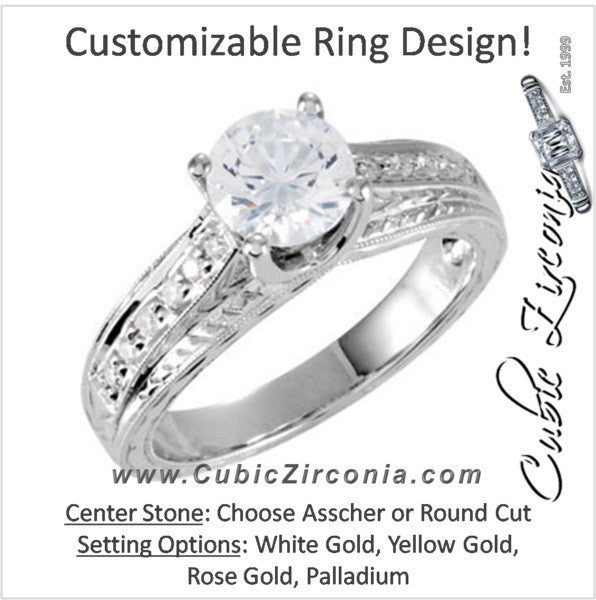 Cubic Zirconia Engagement Ring- The Matilda (1.12 Carat TCW Round or Asscher Vintage 13-stone)