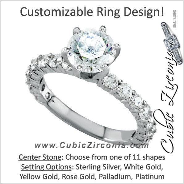 Cubic Zirconia Engagement Ring- The Kelly (Customizable with Round Accented Band)
