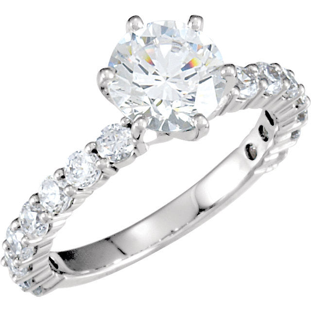 Cubic Zirconia Engagement Ring- The Kelly (Customizable with Round Accented Band)