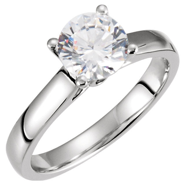 Cubic Zirconia Engagement Ring- The Valerie (Round-Cut Cathedral with 2 Bezel-Set Side Accent Stones)