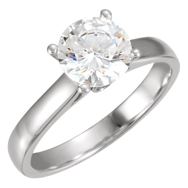 Cubic Zirconia Engagement Ring- The Valerie (Round-Cut Cathedral with 2 Bezel-Set Side Accent Stones)