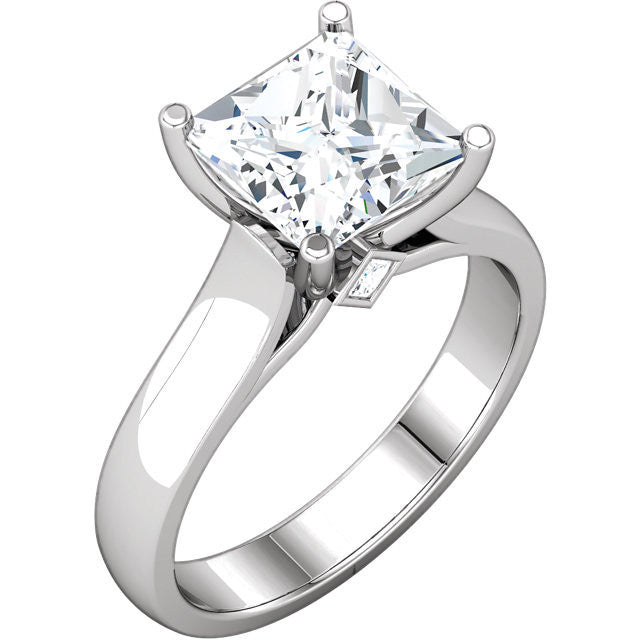 Cubic Zirconia Engagement Ring- The Dana (Princess-Cut Semi-Solitaire with Twin Kite-Bezel-Set Peekaboo Accents)