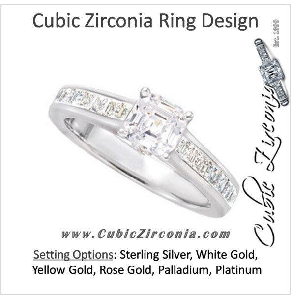 Cubic Zirconia Engagement Ring- The Tiffany (0.75 Carat Asscher with Channel)