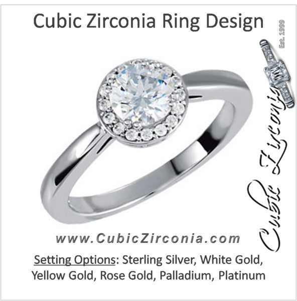 Cubic Zirconia Engagement Ring- The Uma (Round Cut Petite Halo)