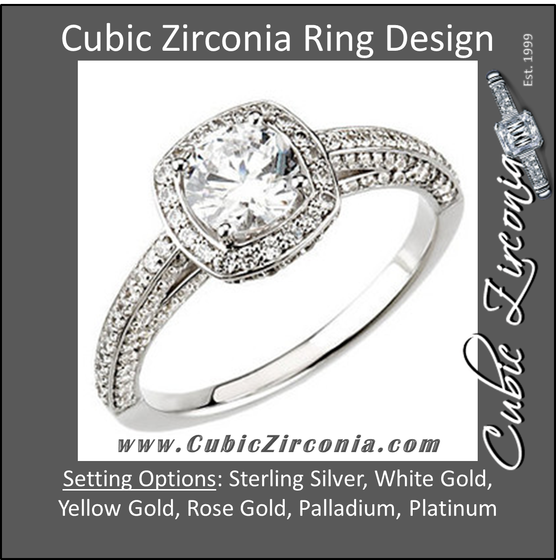 Cubic Zirconia Engagement Ring- The Elayne (Round Halo-Style with Pave)