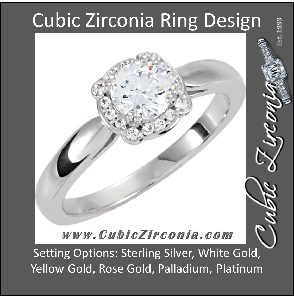 Cubic Zirconia Engagement Ring- The Courtney (0.5-1.0 Carat Round Halo-Styled)