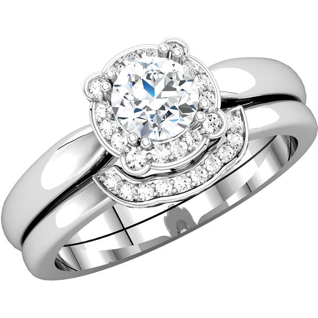 Cubic Zirconia Engagement Ring- The Courtney (0.5-1.0 Carat Round Halo-Styled)