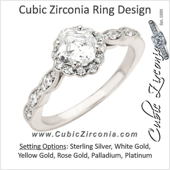 Cubic Zirconia Engagement Ring- The Cherie (1.26 Carat TCW Asscher or Round Cut Twisted Band)
