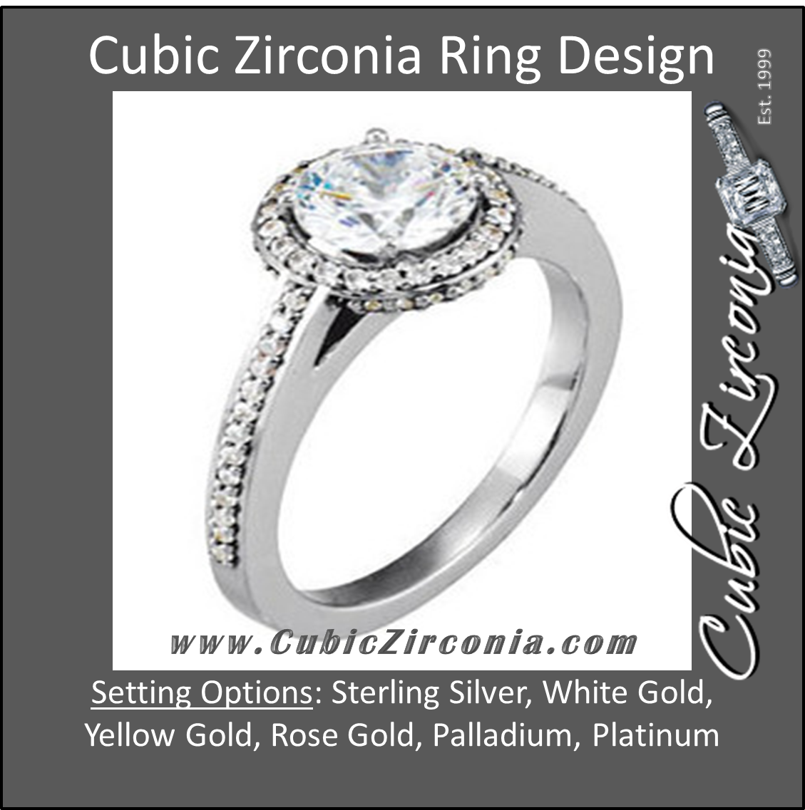Cubic Zirconia Engagement Ring- The Marion (Round Halo-Style with Pave)