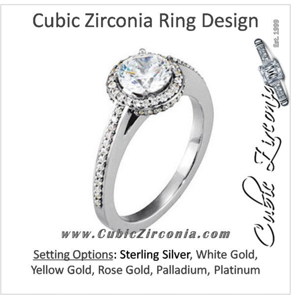 Cubic Zirconia Engagement Ring- The Marion (Round Halo-Style with Pave)