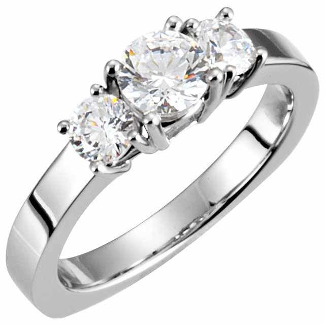 Cubic Zirconia Engagement Ring- The Tracy (Round 1.5-2.0 TCW 3-Stone Petite Band)
