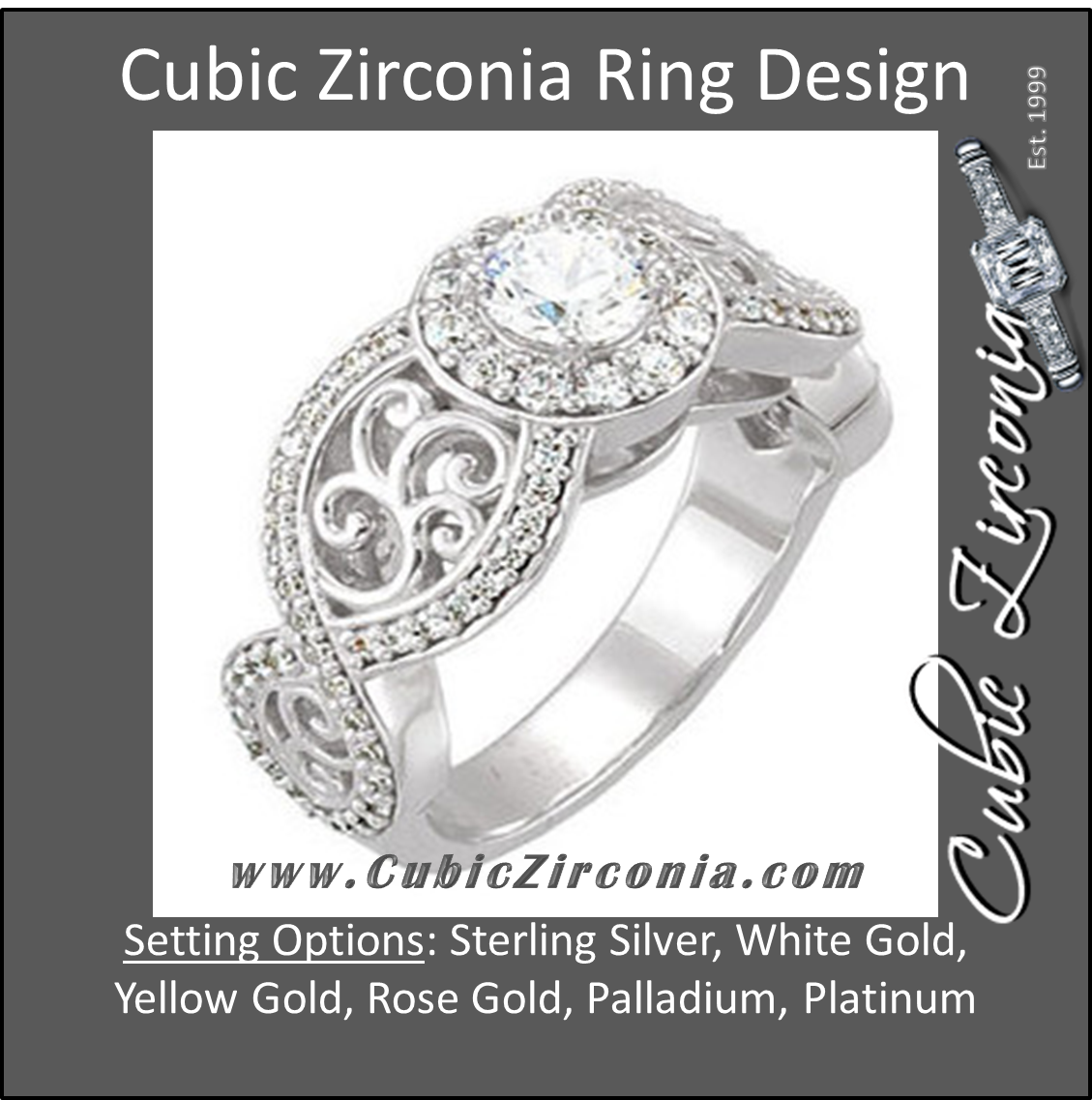 Cubic Zirconia Engagement Ring- The Kellie (0.5-1.0 Carat Round Infinity Halo-Style with Split-Band)