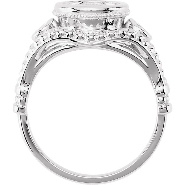 Cubic Zirconia Engagement Ring- The Carolyn (3-Stone 2.14 TCW Round Bezel-set with Bubble Beaded Design)