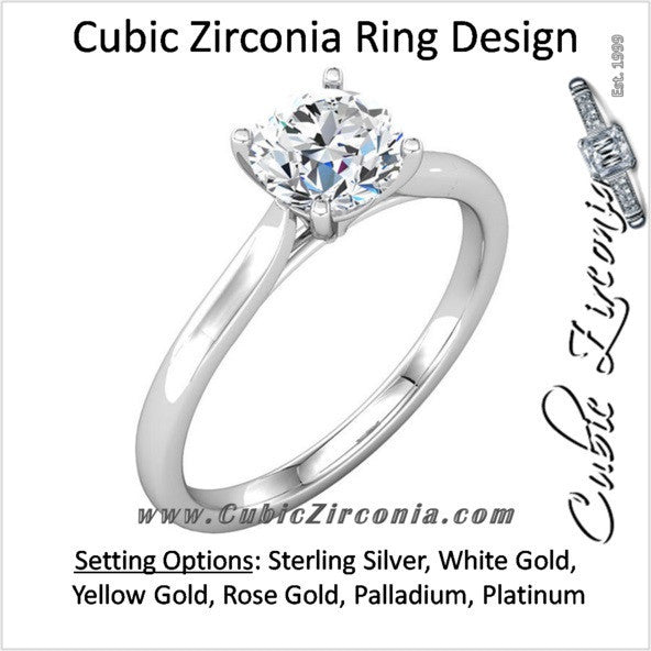 Cubic Zirconia Engagement Ring- The Cassandra (1 Carat Round Solitaire)