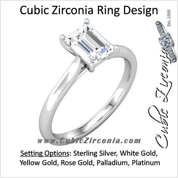 Cubic Zirconia Engagement Ring- The Kristina (1.0 or 1.5 Carat Emerald Cut Solitaire)
