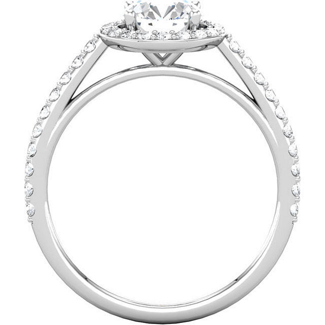 Cubic Zirconia Engagement Ring- The Teresa Ava (0.5-2.5 Carat Round Halo-Style with Pave Band)