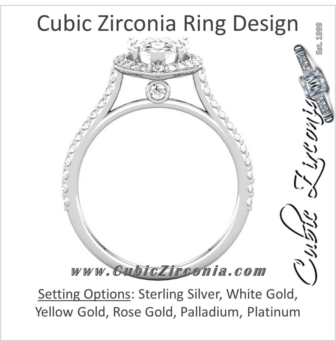 Cubic Zirconia Engagement Ring- The Maria (Pear Cut Halo-Style with Pave Band)