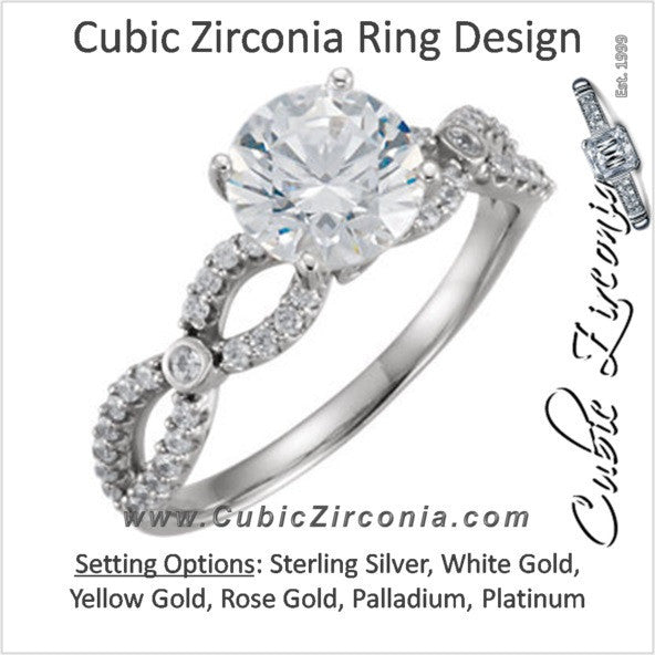 Cubic Zirconia Engagement Ring- The Freida (Customizable Round Cut Infinity Twist Band)
