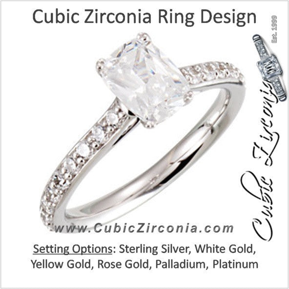 Cubic Zirconia Engagement Ring- The Barbie (Antique Cushion Cut Design with Peekaboos)