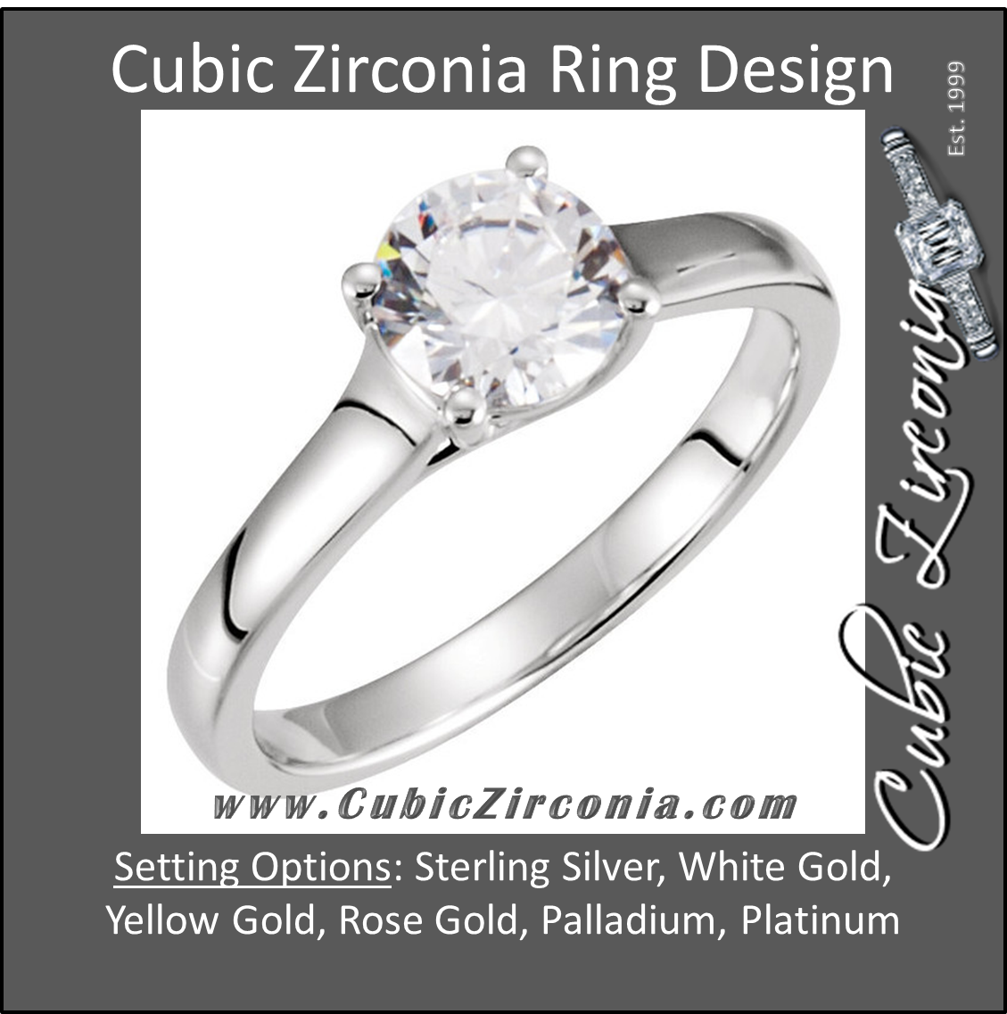 Cubic Zirconia Engagement Ring- The Cynthia (1 Carat Round Solitaire)