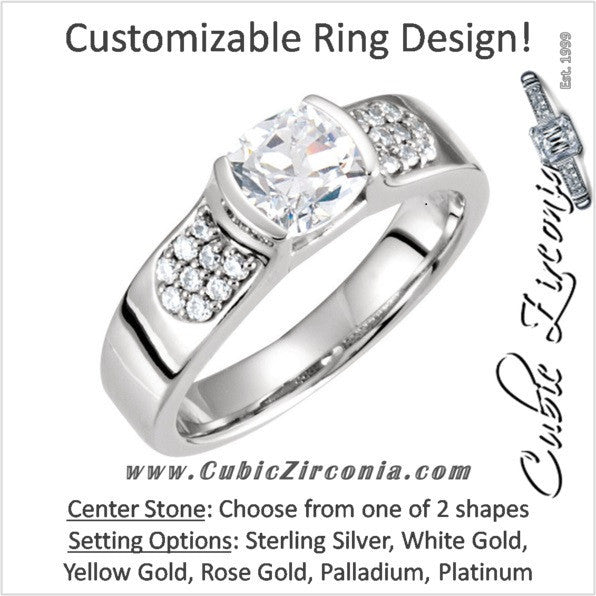 Cubic Zirconia Engagement Ring- The Tammy (Round or Cushion Bezel)