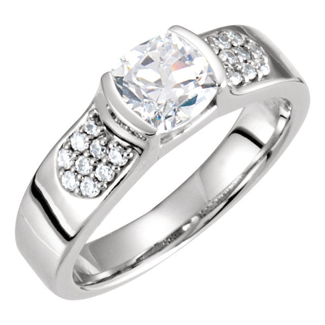 Cubic Zirconia Engagement Ring- The Tammy (Round or Cushion Bezel)