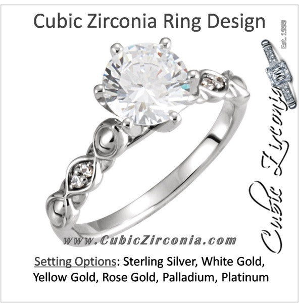 Cubic Zirconia Engagement Ring- The Terri (0.25-1.0 Carat Round-Cut Solitaire with Pillow-Inspired Band)