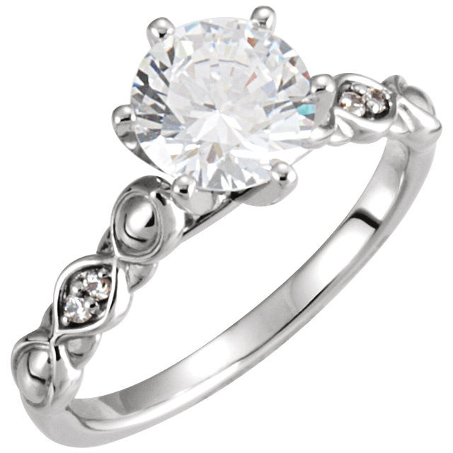 Cubic Zirconia Engagement Ring- The Terri (0.25-1.0 Carat Round-Cut Solitaire with Pillow-Inspired Band)