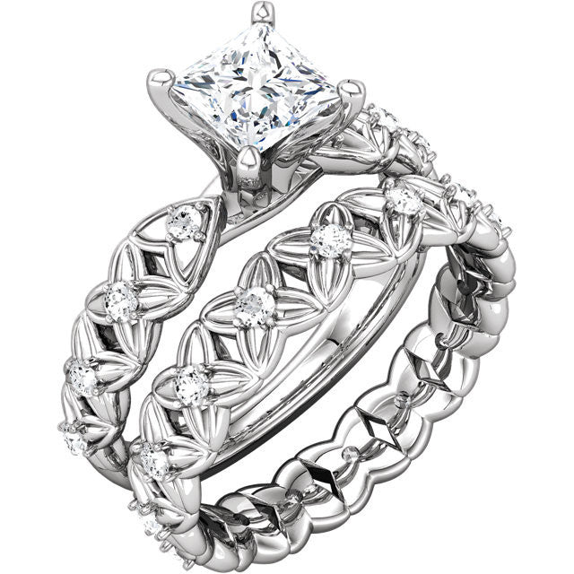 Cubic Zirconia Engagement Ring- The Laura (0.75-1.0 Carat Princess Cut Starfish-inspired Eternity Band)