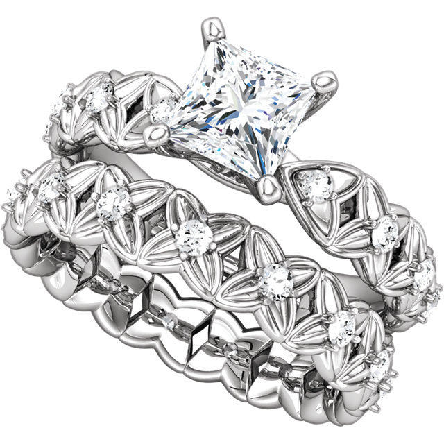 Cubic Zirconia Engagement Ring- The Laura (0.75-1.0 Carat Princess Cut Starfish-inspired Eternity Band)
