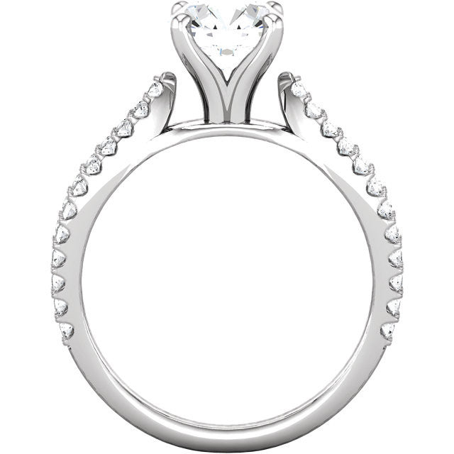 Cubic Zirconia Engagement Ring- The Joy (Customizable Round-Cut with Split-Band Pave)