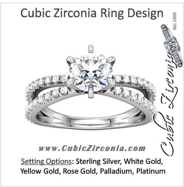 Cubic Zirconia Engagement Ring- The Veronica (0.5-1.0 Carat Round Split-Band)