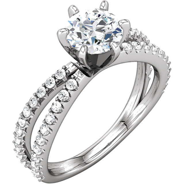 Cubic Zirconia Engagement Ring- The Veronica (0.5-1.0 Carat Round Split-Band)