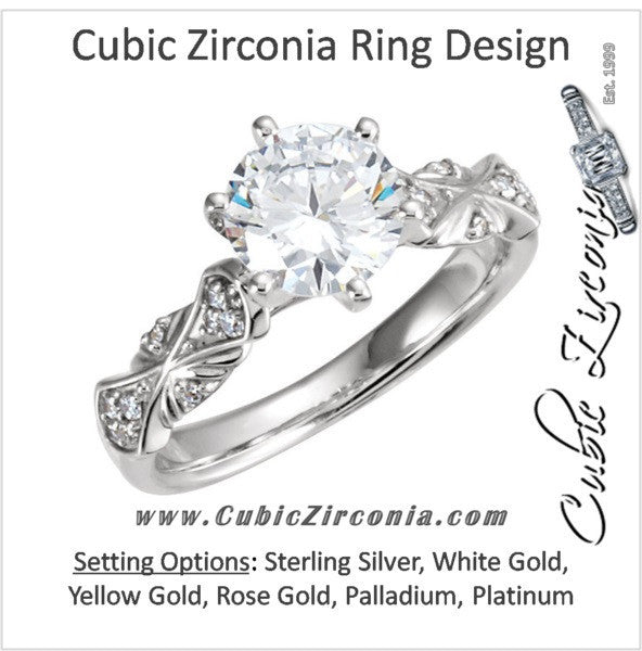 Cubic Zirconia Engagement Ring- The Melinda (0.25-1.0 Carat Round-Cut with Double-Bowtie Accented Band)
