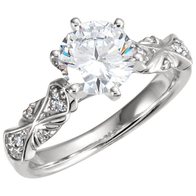 Cubic Zirconia Engagement Ring- The Melinda (0.25-1.0 Carat Round-Cut with Double-Bowtie Accented Band)