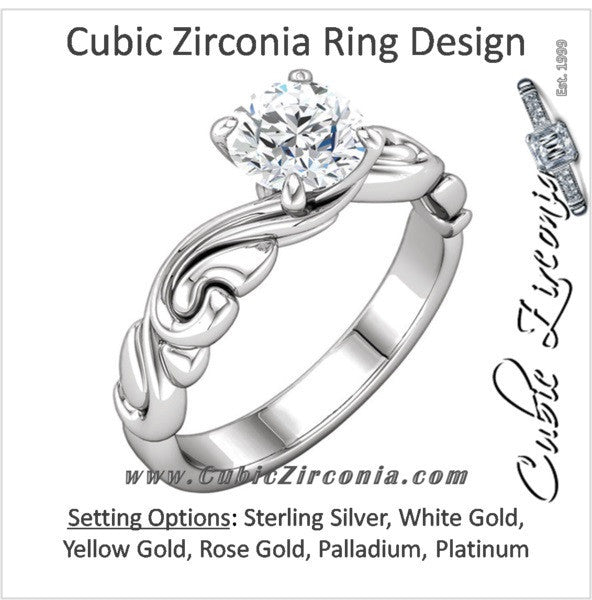 Cubic Zirconia Engagement Ring- The Miranda (1 Carat Round-Cut "Scrunchy" Band Solitaire)