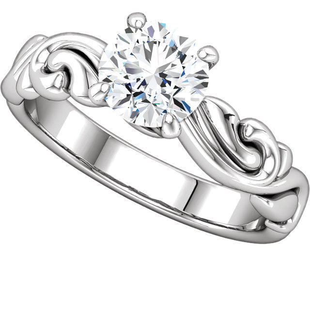 Cubic Zirconia Engagement Ring- The Miranda (1 Carat Round-Cut "Scrunchy" Band Solitaire)