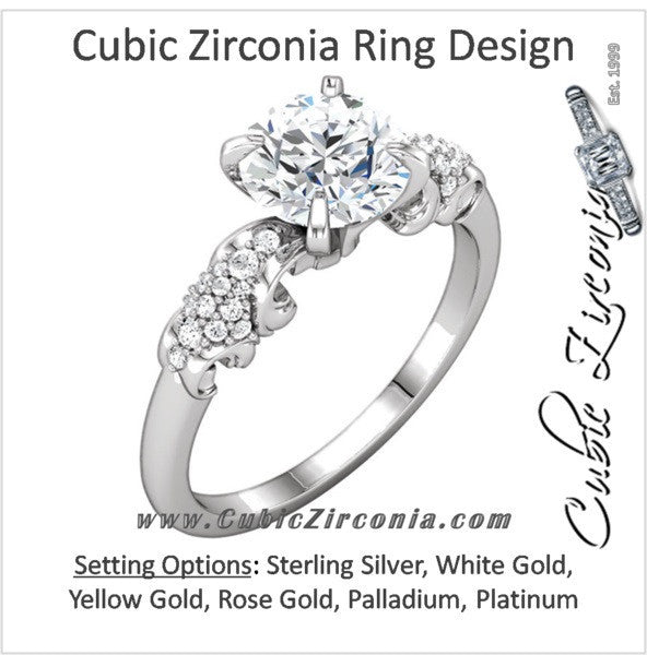 Cubic Zirconia Engagement Ring- The Tamara (1.5 Carat Round Sculptural Grape-Bunch)