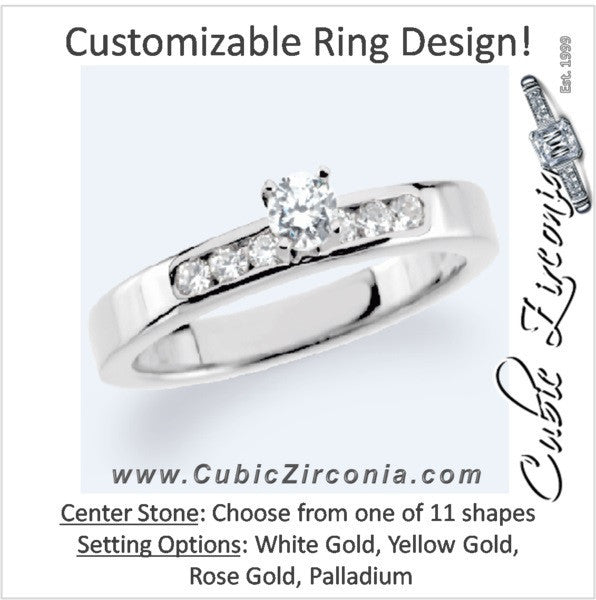 Cubic Zirconia Engagement Ring- The Mable (Customizable 7-stone with Round Channel)